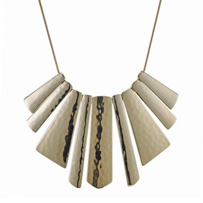 Gold textured graduated stick necklace